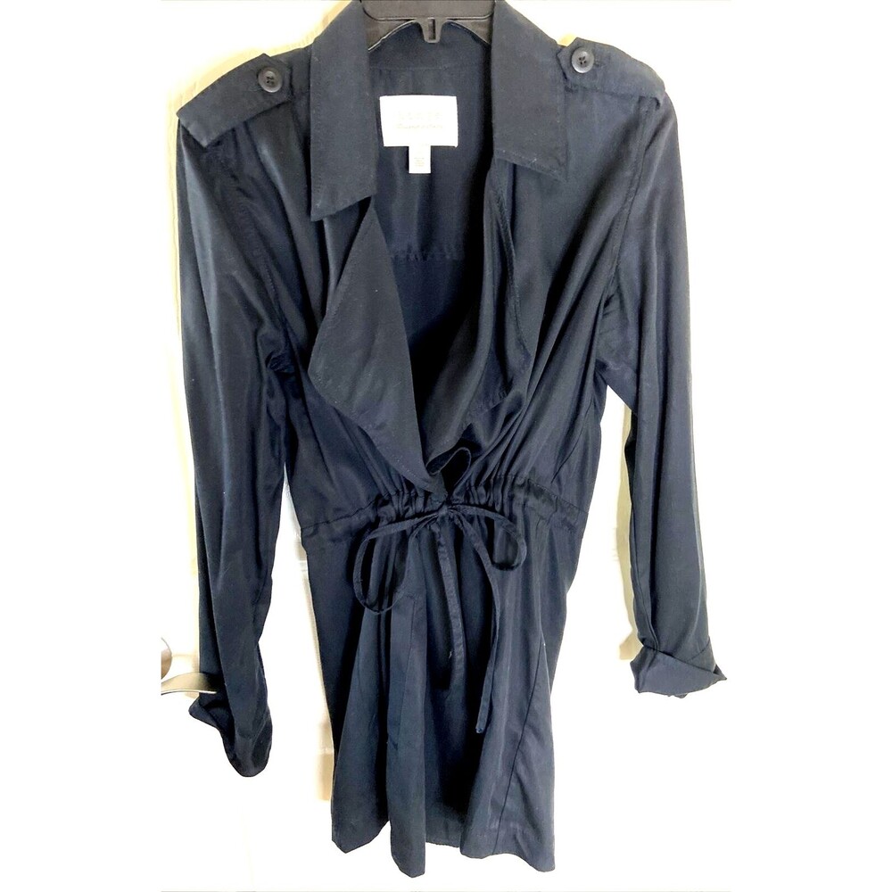 NEW Hinge Black Long Sleeve Shirt Jacket Shacket Waist Tie, 100% Lyocell, XS